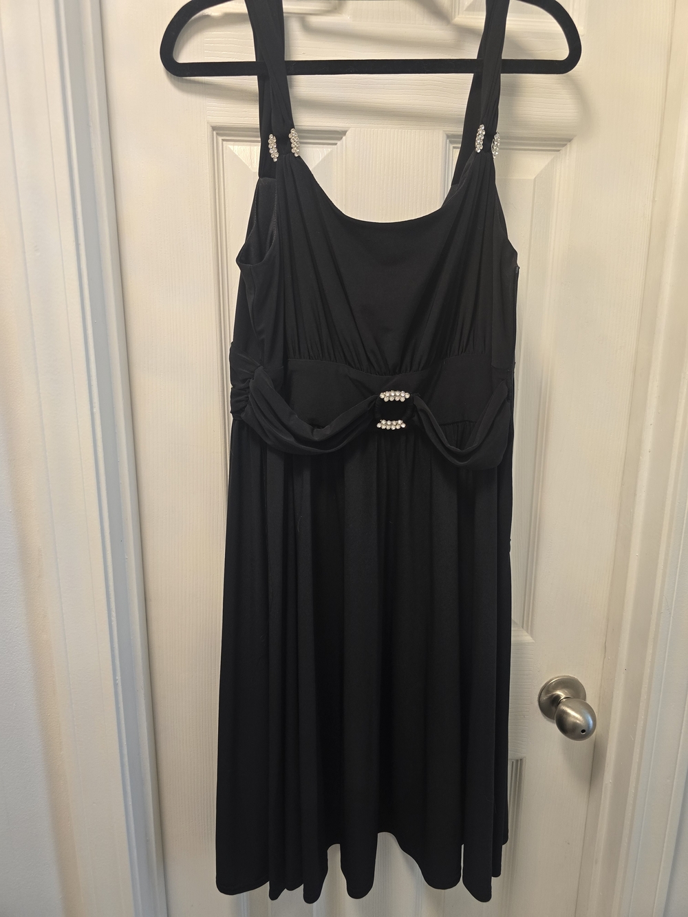 Black Midi Dress with Rhinestone Accents